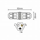 Kábeltoldó 2 részes 250V / 20A 3 x 1,5 mm x 2 IP67 - CW132