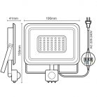 LED Reflektor 10W 800lm Természetes fehér 4000K Fekete PIR IP44 - LF0021S