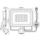 LED Reflektor 30W 2400lm Természetes fehér 4000K Fekete PIR IP44 - LF0023S