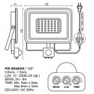 LED Reflektor 20W 1600lm Természetes fehér 4000K Fekete VanIP65 - LF0122S