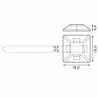 Kábelkötöző tartó öntapadós fekete max. 3,6 mm-ig - TMA1919/BK